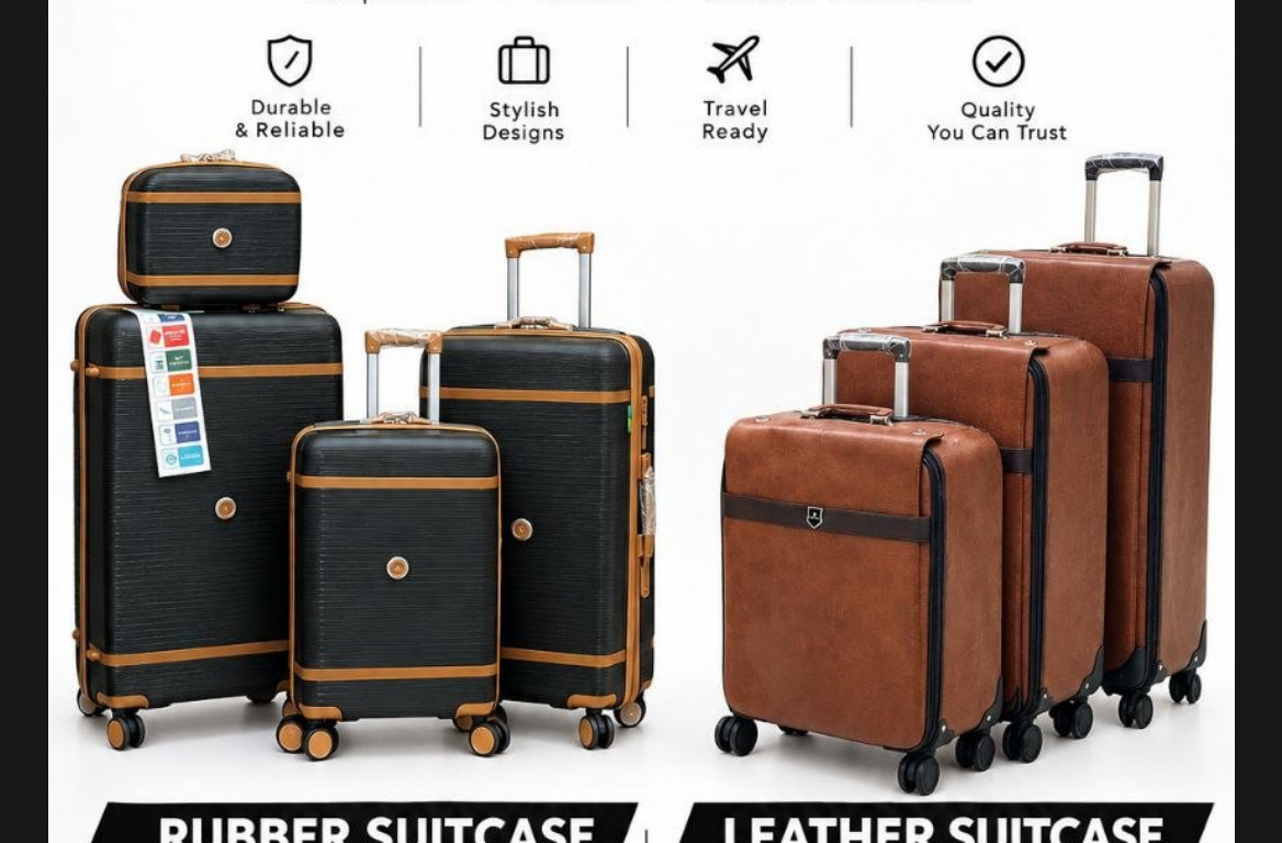 Rubber and leather suitcase sets supplied by West Travel Gear